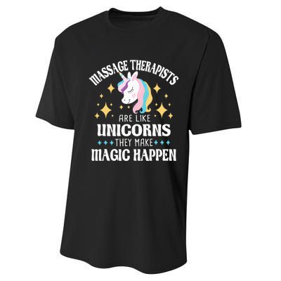 Massage Therapists Are Like Unicorns Massage Therapy LMT Performance Sprint T-Shirt