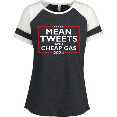 Mean Tweets And Cheap Gas Funny 2024 ProTrump Election  Enza Ladies Jersey Colorblock Tee