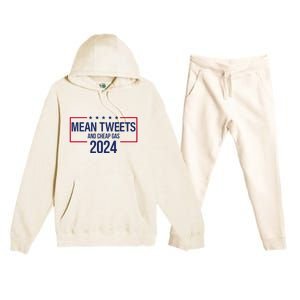 Mean Tweets and Cheap Gas 2024 President Donald Trump Premium Hooded Sweatsuit Set