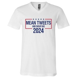 Mean Tweets and Cheap Gas 2024 President Donald Trump V-Neck T-Shirt