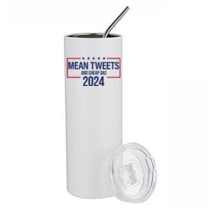 Mean Tweets and Cheap Gas 2024 President Donald Trump Stainless Steel Tumbler