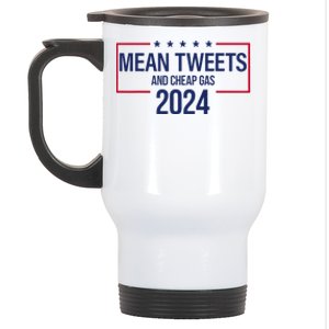 Mean Tweets and Cheap Gas 2024 President Donald Trump Stainless Steel Travel Mug