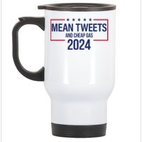 Mean Tweets and Cheap Gas 2024 President Donald Trump Stainless Steel Travel Mug