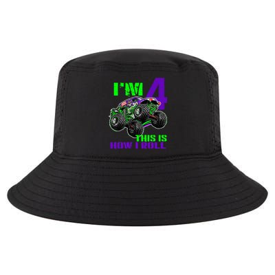 Monster Trucks Are My Jam 4th Birthday Boy 4 Years Old Cool Comfort Performance Bucket Hat