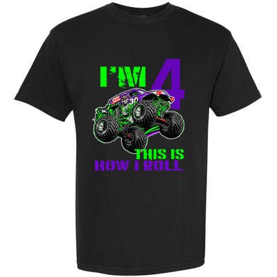 Monster Trucks Are My Jam 4th Birthday Boy 4 Years Old Garment-Dyed Heavyweight T-Shirt