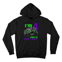 Monster Trucks Are My Jam 4th Birthday Boy 4 Years Old Hoodie