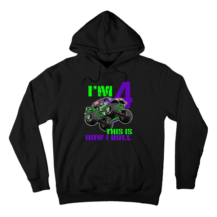 Monster Trucks Are My Jam 4th Birthday Boy 4 Years Old Hoodie