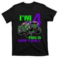 Monster Trucks Are My Jam 4th Birthday Boy 4 Years Old T-Shirt