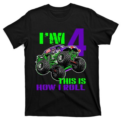 Monster Trucks Are My Jam 4th Birthday Boy 4 Years Old T-Shirt