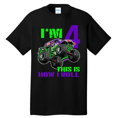 Monster Trucks Are My Jam 4th Birthday Boy 4 Years Old Tall T-Shirt