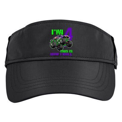 Monster Trucks Are My Jam 4th Birthday Boy 4 Years Old Adult Drive Performance Visor