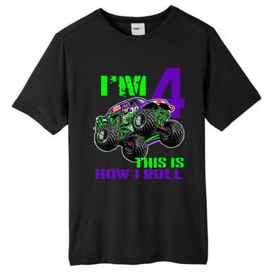 Monster Trucks Are My Jam 4th Birthday Boy 4 Years Old Tall Fusion ChromaSoft Performance T-Shirt