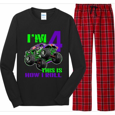 Monster Trucks Are My Jam 4th Birthday Boy 4 Years Old Long Sleeve Pajama Set