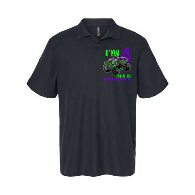 Monster Trucks Are My Jam 4th Birthday Boy 4 Years Old Softstyle Adult Sport Polo