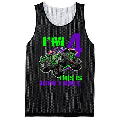 Monster Trucks Are My Jam 4th Birthday Boy 4 Years Old Mesh Reversible Basketball Jersey Tank