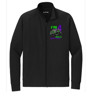 Monster Trucks Are My Jam 4th Birthday Boy 4 Years Old Stretch Full-Zip Cadet Jacket