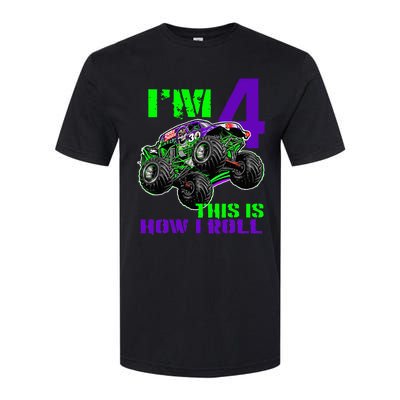 Monster Trucks Are My Jam 4th Birthday Boy 4 Years Old Softstyle CVC T-Shirt