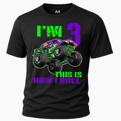 Monster Trucks Are My Jam 3rd Birthday Boy 3 Years Old Performance Shirt