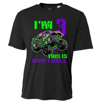 Monster Trucks Are My Jam 3rd Birthday Boy 3 Years Old Cooling Performance Crew T-Shirt