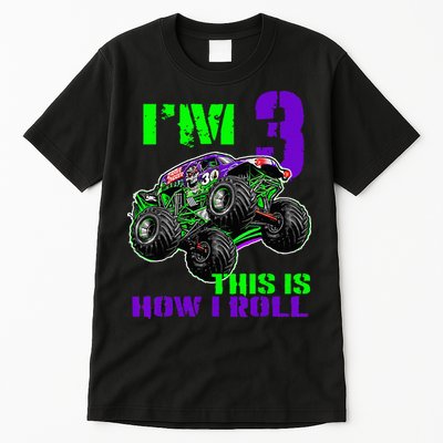 Monster Trucks Are My Jam 3rd Birthday Boy 3 Years Old Tall T-Shirt
