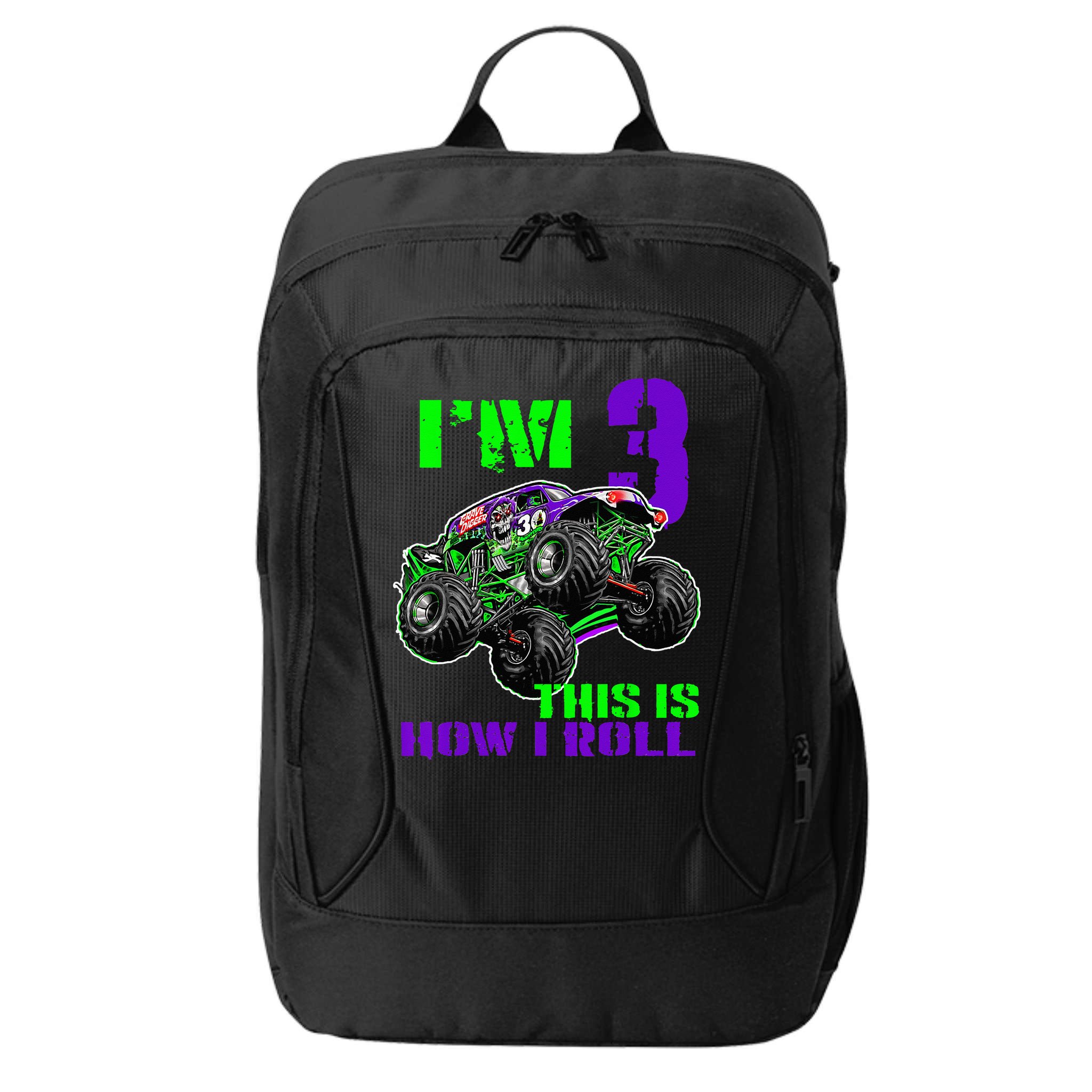 Monster Trucks Are My Jam 3rd Birthday Boy 3 Years Old City Backpack