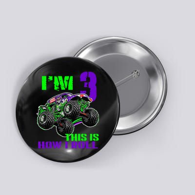 Monster Trucks Are My Jam 3rd Birthday Boy 3 Years Old Button