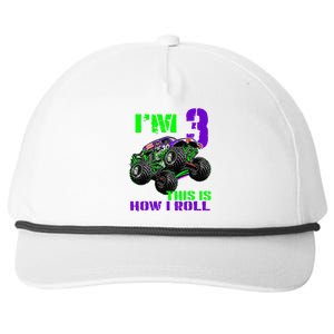 Monster Trucks Are My Jam 3rd Birthday Boy 3 Years Old Snapback Five-Panel Rope Hat