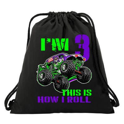 Monster Trucks Are My Jam 3rd Birthday Boy 3 Years Old Drawstring Bag