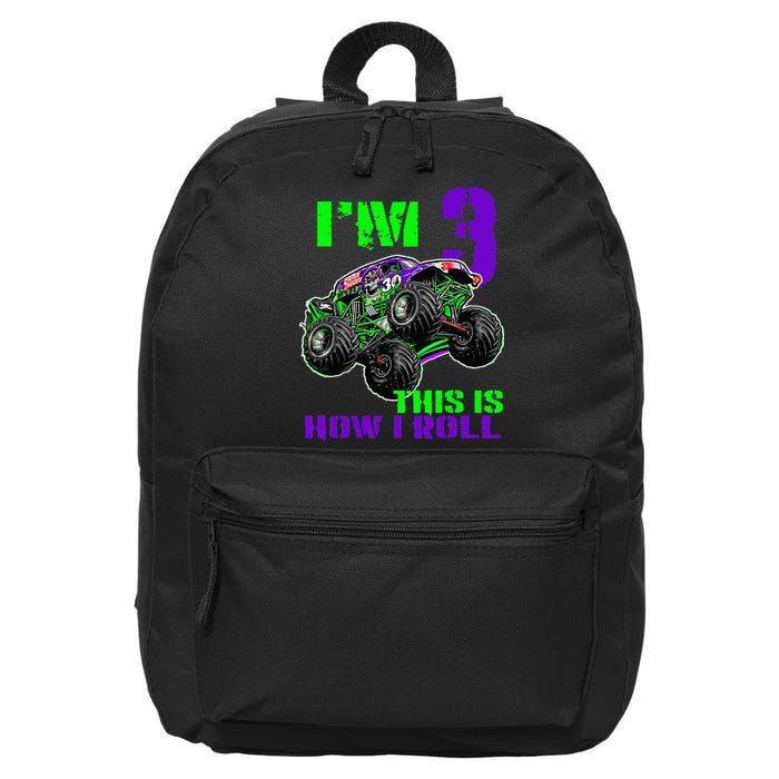 Monster Trucks Are My Jam 3rd Birthday Boy 3 Years Old 16 in Basic Backpack