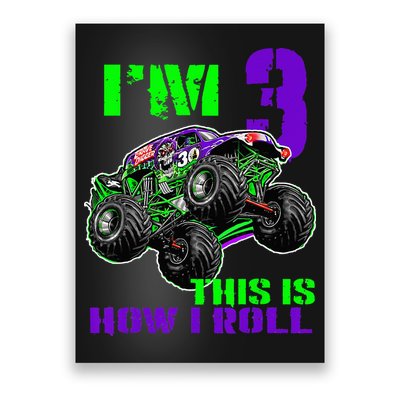 Monster Trucks Are My Jam 3rd Birthday Boy 3 Years Old Poster