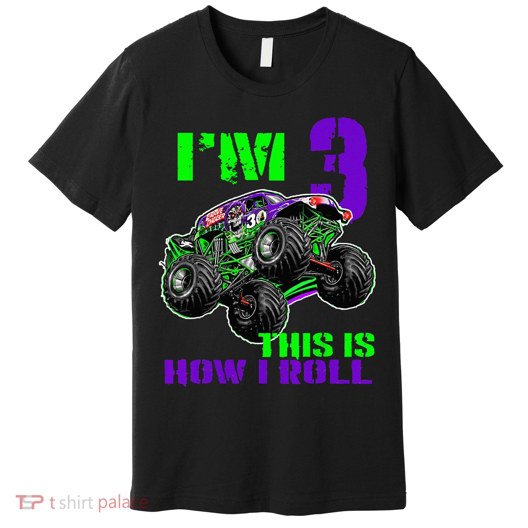 Monster Trucks Are My Jam 3rd Birthday Boy 3 Years Old Premium T-Shirt