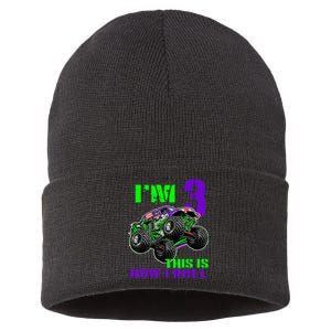 Monster Trucks Are My Jam 3rd Birthday Boy 3 Years Old Sustainable Knit Beanie