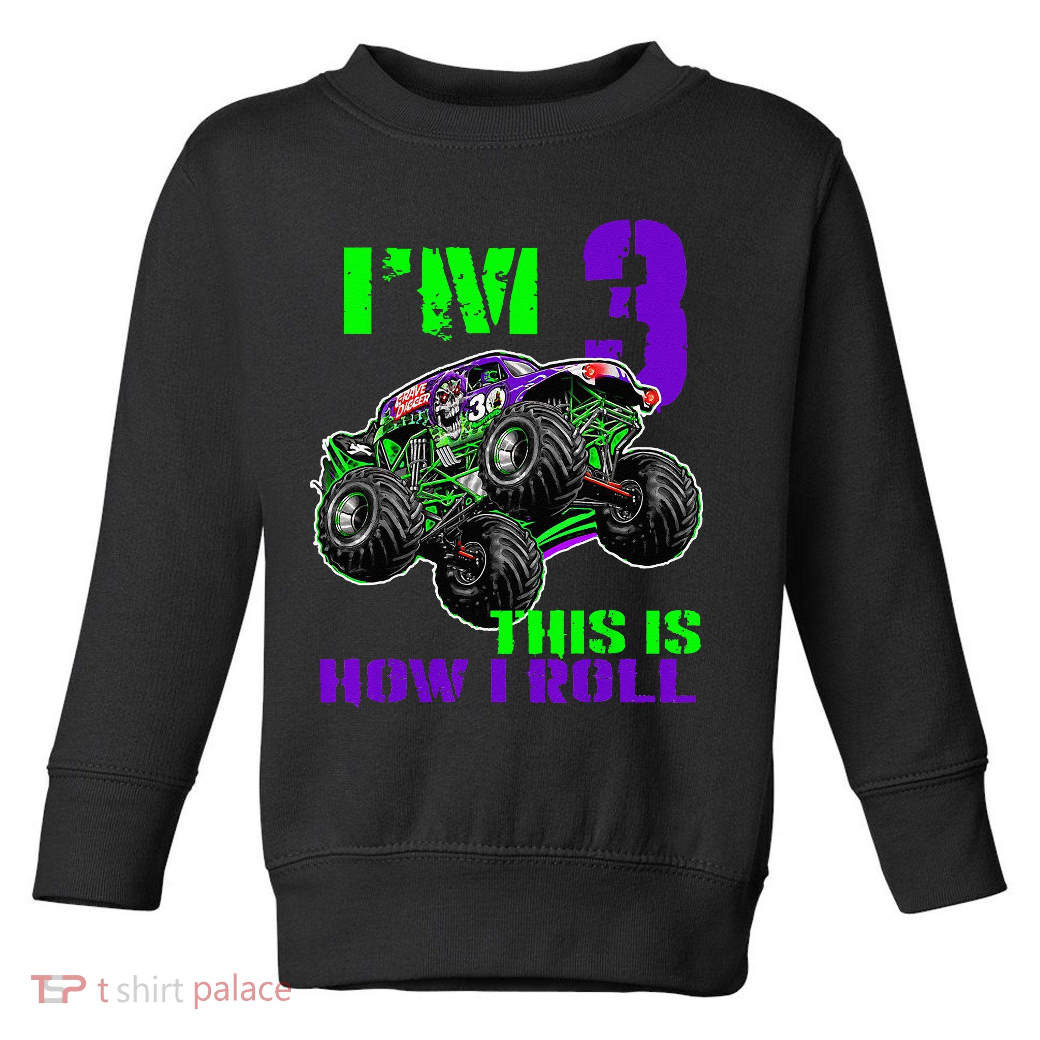 Monster Trucks Are My Jam 3rd Birthday Boy 3 Years Old Toddler Sweatshirt