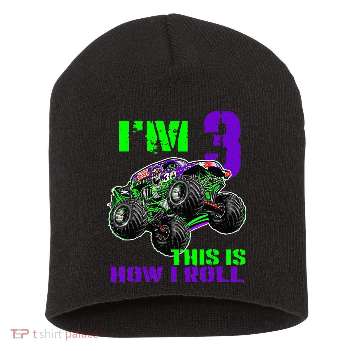 Monster Trucks Are My Jam 3rd Birthday Boy 3 Years Old Short Acrylic Beanie