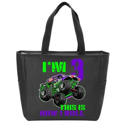 Monster Trucks Are My Jam 3rd Birthday Boy 3 Years Old Zip Tote Bag