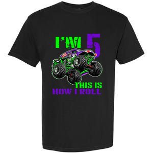 Monster Trucks Are My Jam 5th Birthday Boy 5 Years Old Bday Garment-Dyed Heavyweight T-Shirt