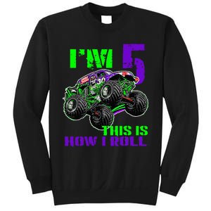 Monster Trucks Are My Jam 5th Birthday Boy 5 Years Old Bday Sweatshirt