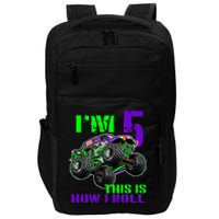 Monster Trucks Are My Jam 5th Birthday Boy 5 Years Old Bday Impact Tech Backpack