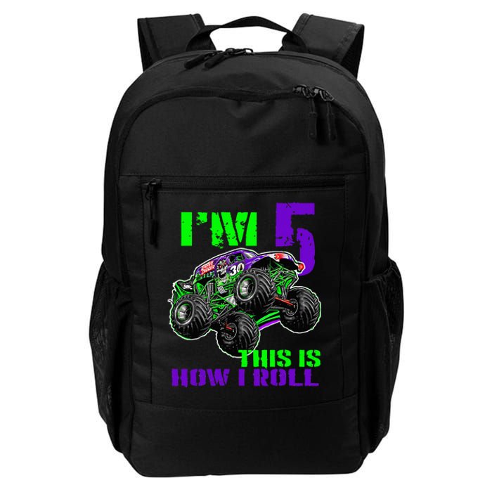 Monster Trucks Are My Jam 5th Birthday Boy 5 Years Old Bday Daily Commute Backpack