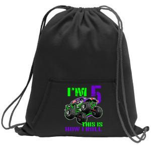 Monster Trucks Are My Jam 5th Birthday Boy 5 Years Old Bday Sweatshirt Cinch Pack Bag