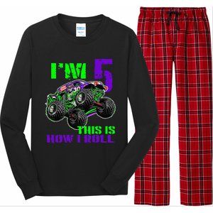 Monster Trucks Are My Jam 5th Birthday Boy 5 Years Old Bday Long Sleeve Pajama Set