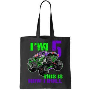 Monster Trucks Are My Jam 5th Birthday Boy 5 Years Old Bday Tote Bag