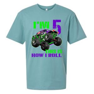 Monster Trucks Are My Jam 5th Birthday Boy 5 Years Old Bday Sueded Cloud Jersey T-Shirt