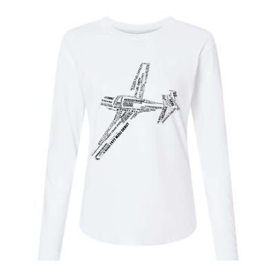 M20 Typography Airplane Aviation Pilot Womens Cotton Relaxed Long Sleeve T-Shirt