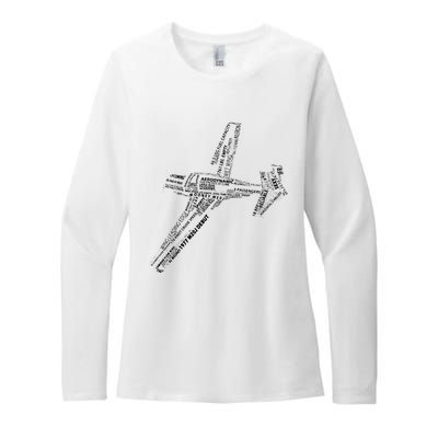 M20 Typography Airplane Aviation Pilot Womens CVC Long Sleeve Shirt