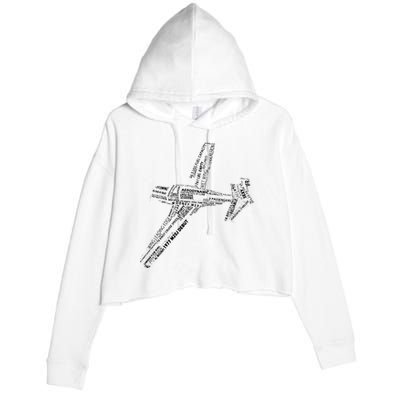 M20 Typography Airplane Aviation Pilot Crop Fleece Hoodie