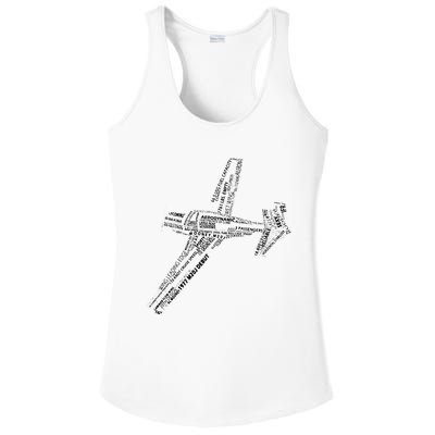 M20 Typography Airplane Aviation Pilot Ladies PosiCharge Competitor Racerback Tank