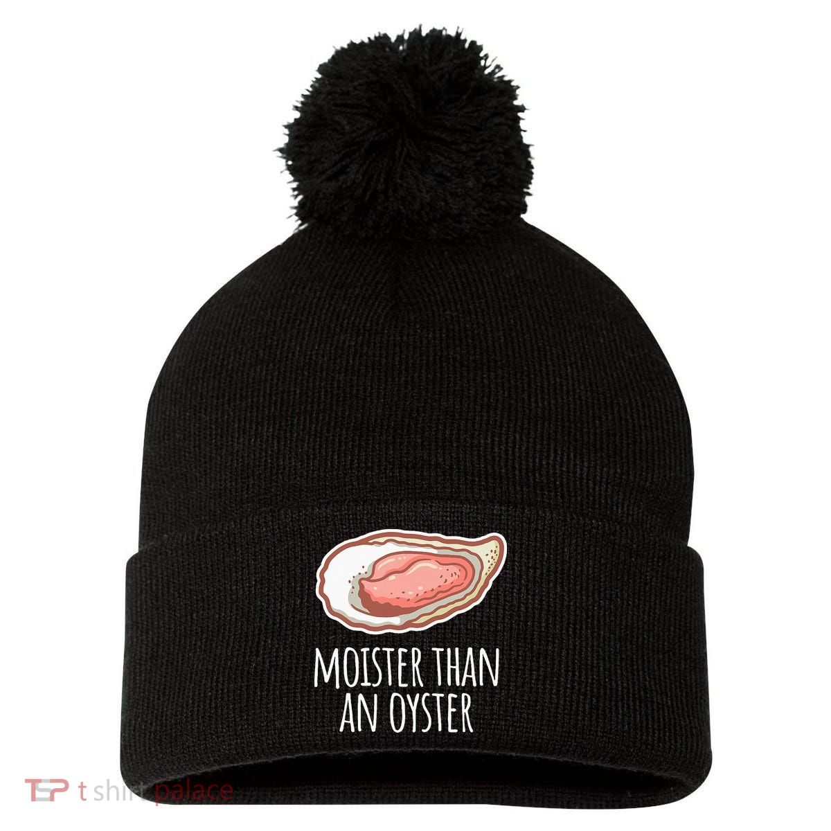 Moister Than An Oyster Shucking Pom Pom 12in Knit Beanie