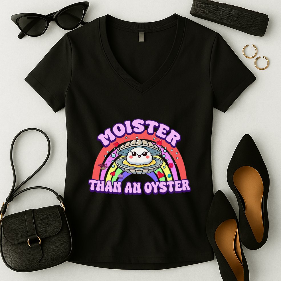 Moister Than An Oyster Funny Shellfish Seafood Gift Women's V-Neck T-Shirt