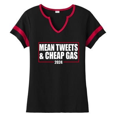 Mean Tweets And Cheap Gas 2024 Pro Trump Ladies Halftime Notch Neck Tee